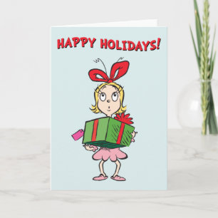 Grinch   Cindy-Lou Who - Holding Present Holiday Card