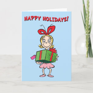 Grinch Cindy-Lou Who - Holding Present Holiday Card