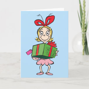 Grinch Cindy-Lou Who - Holding Present Holiday Card