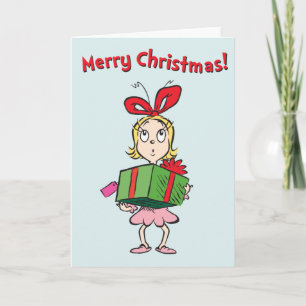 Grinch   Cindy-Lou Who - Holding Present Holiday Card