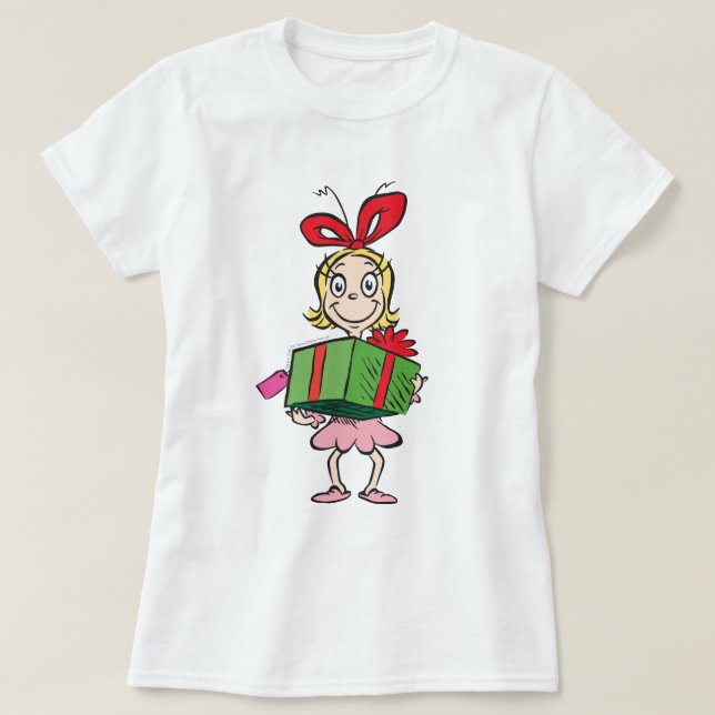 Grinch | Cindy-Lou Who - Holding Present T-Shirt (Design Front)