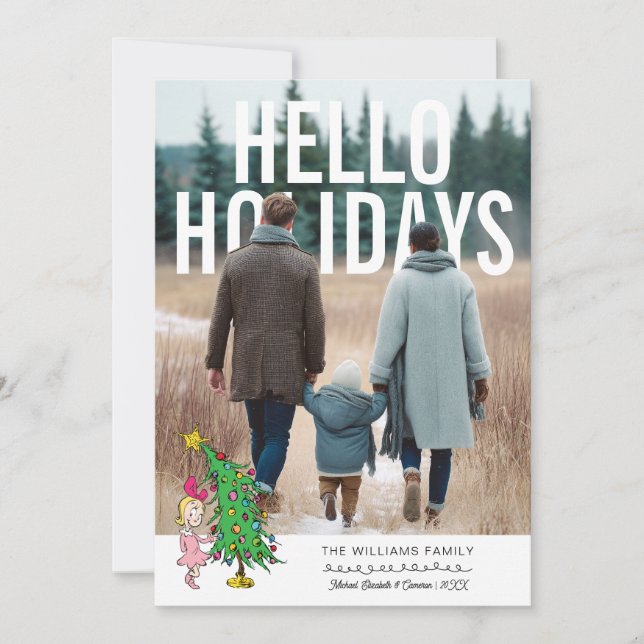 Grinch | Cindy Lou Who Personalized Photo Holiday Card (Front)