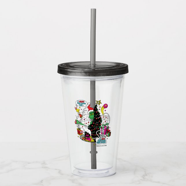 Grinch Colourful Christmas Graphic Acrylic Tumbler (Front)