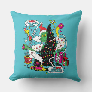 Grinch Colourful Christmas Graphic Cushion