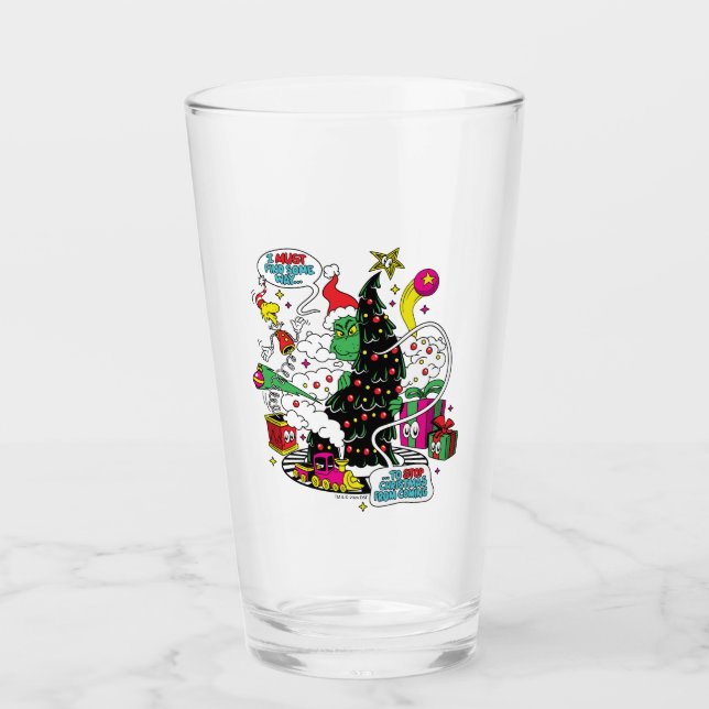 Grinch Colourful Christmas Graphic Glass (Front)