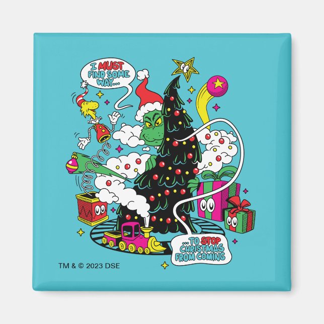 Grinch Colourful Christmas Graphic Magnet (Front)