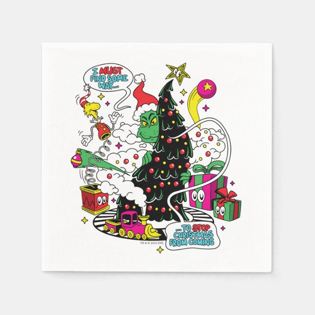 Grinch Colourful Christmas Graphic Napkin (Front)