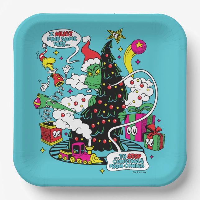 Grinch Colourful Christmas Graphic Paper Plate (Front)