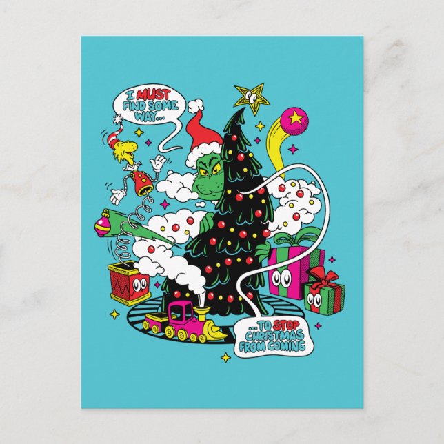 Grinch Colourful Christmas Graphic Postcard (Front)