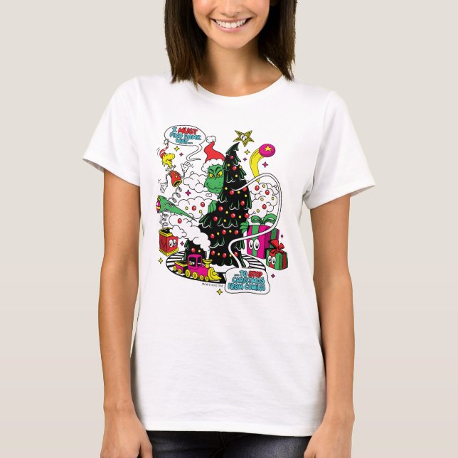 Grinch Colourful Christmas Graphic T-Shirt (Front)