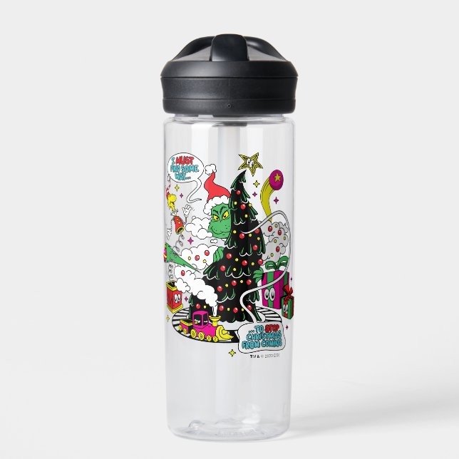 Grinch Colourful Christmas Graphic Water Bottle (Front)