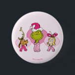 Grinch Crew in Pink Valentine's Portrait 6 Cm Round Badge<br><div class="desc">This delightful illustration brings together the full Grinch crew—the Grinch, Max the Dog, and Cindy Lou Who—in a sweet, non-traditional style! The Grinch is front and center with a mischievous smile, sporting a pink Santa hat and polka dot scarf. He's flanked by Max (in antlers) and Cindy Lou Who (in...</div>