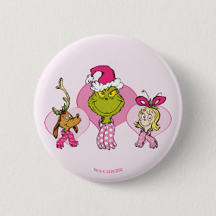 Grinch Crew in Pink Valentine's Portrait 6 Cm Round Badge