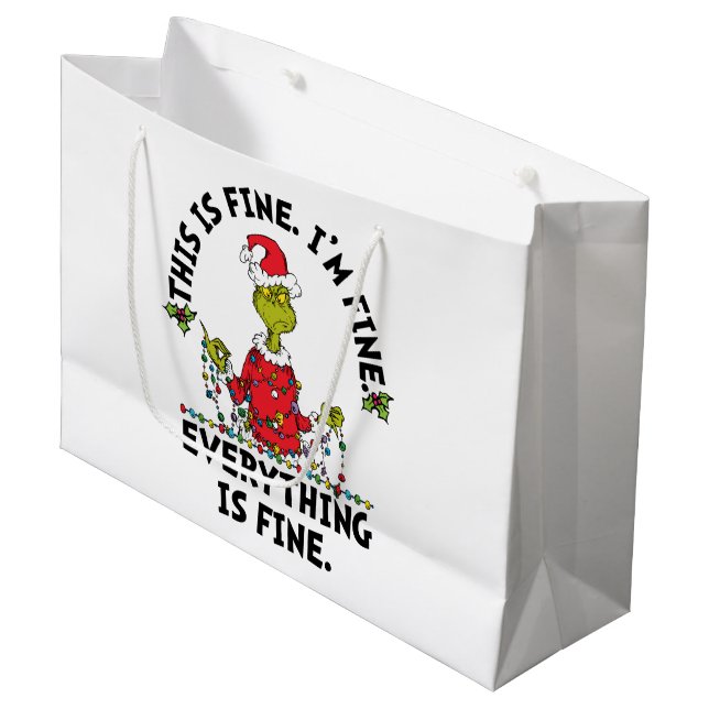 Grinch | Everything is Fine Large Gift Bag (Front Angled)
