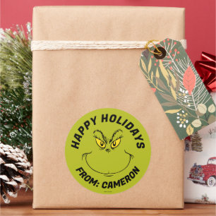 Grinch Face Merry Christmas Classic Round Sticker