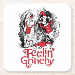 Grinch   Feeling Grinchy Square Paper Coaster