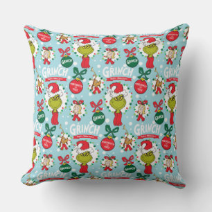 Grinch   Happy Wholidays Pattern Cushion