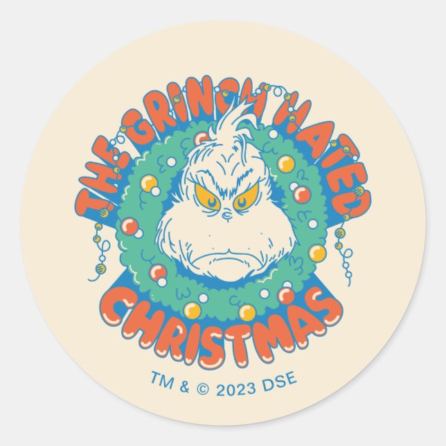 Grinch Hated Christmas Classic Round Sticker (Front)