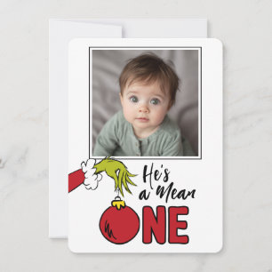Grinch He's a Mean One 1st Birthday Thank You Card