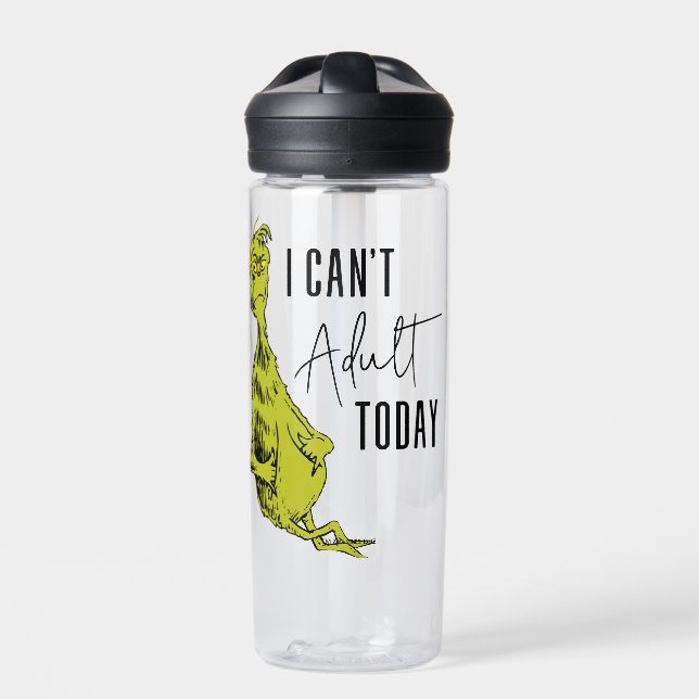 Grinch | I Can't Adult Today Water Bottle (Front)