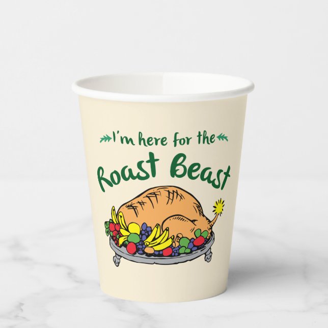 Grinch | I'm Here for the Roast Beast Quote Paper Cups (Left)