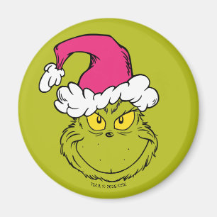 Grinch in Pink Santa Hat Magnet