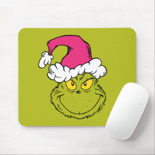 Grinch in Pink Santa Hat Mouse Mat