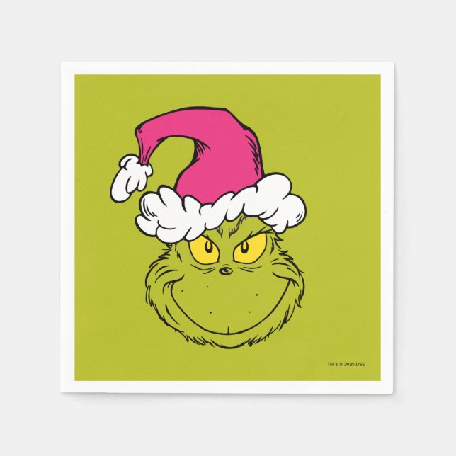 Grinch in Pink Santa Hat Napkin (Front)