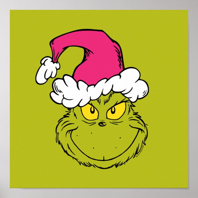 Grinch in Pink Santa Hat Poster (Front)