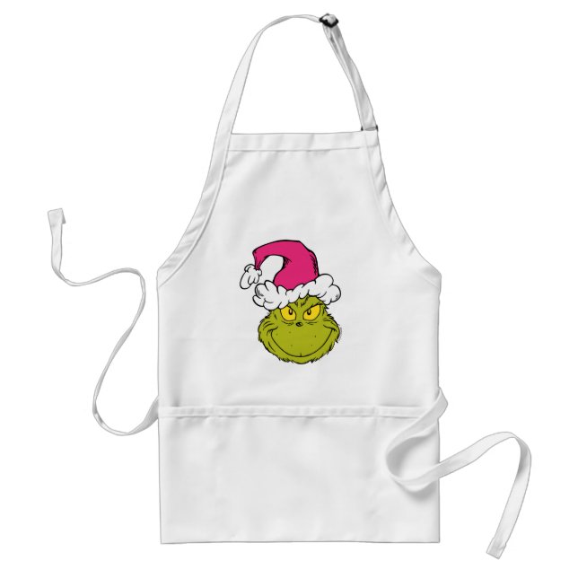 Grinch in Pink Santa Hat Standard Apron (Front)