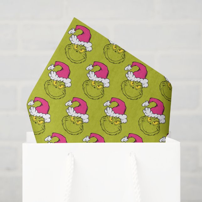 Grinch in Pink Santa Hat Tissue Paper (Gift Bag)
