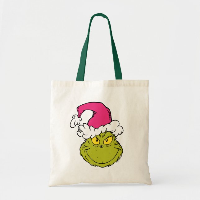 Grinch in Pink Santa Hat Tote Bag (Front)