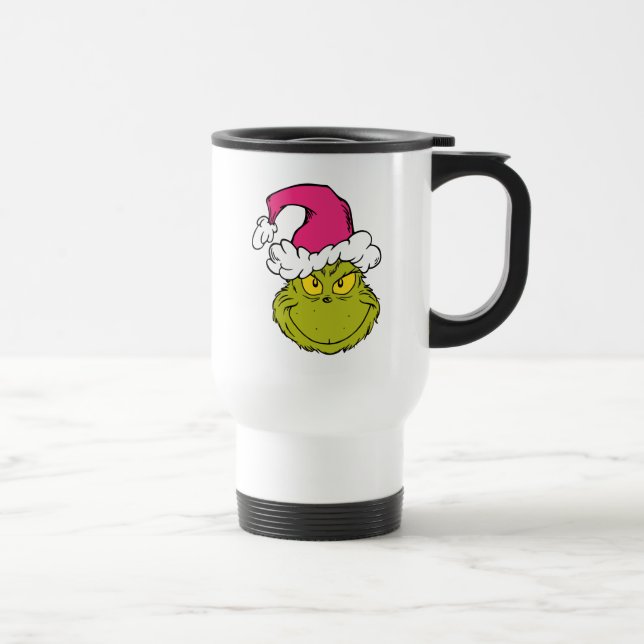 Grinch in Pink Santa Hat Travel Mug (Right)