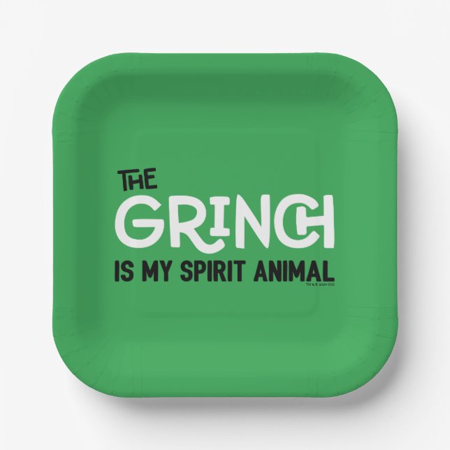 Grinch is my Spirit Animal Quote Paper Plate (Front)