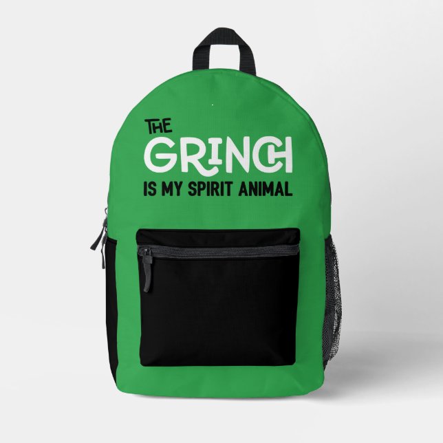 Grinch is my Spirit Animal Quote Printed Backpack (Front)