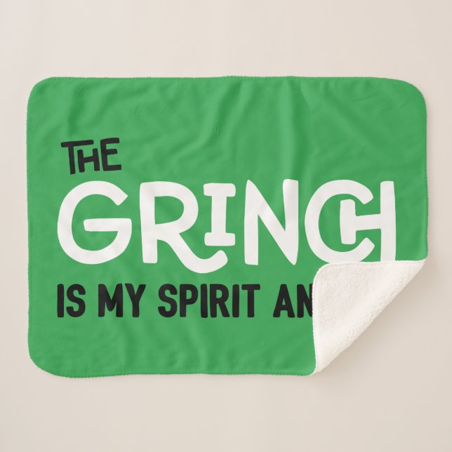 Grinch is my Spirit Animal Quote Sherpa Blanket (Front (Horizontal))