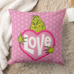 Grinch Love Pink Heart Cushion