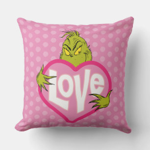 Grinch   Love Pink Heart Cushion