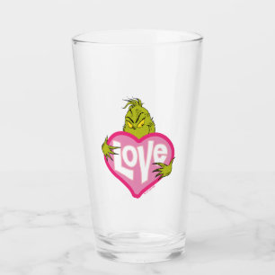 Grinch Love Pink Heart Glass