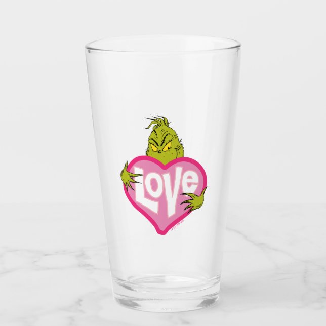 Grinch | Love Pink Heart Glass (Front)
