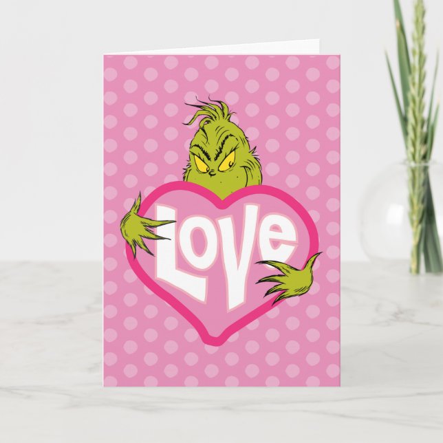 Grinch | Love Pink Heart Holiday Card (Front)