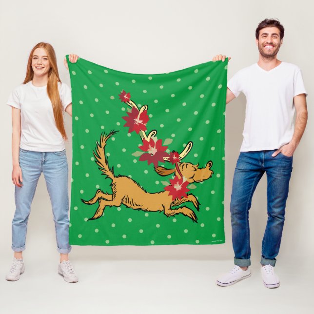 Grinch | Max Christmas Pointsettia Fleece Blanket (In Situ)