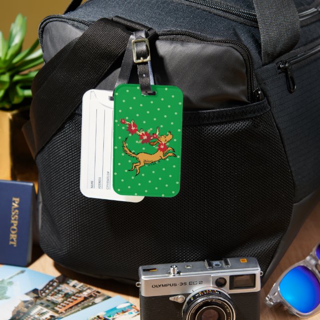 Grinch | Max Christmas Pointsettia Luggage Tag (Front & Back)