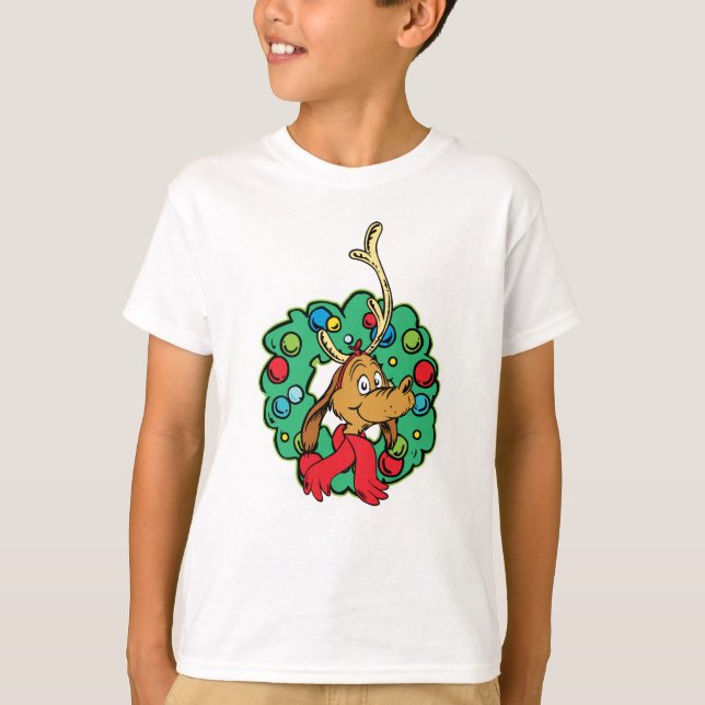 Grinch | Max Christmas Wreath T-Shirt (Front)