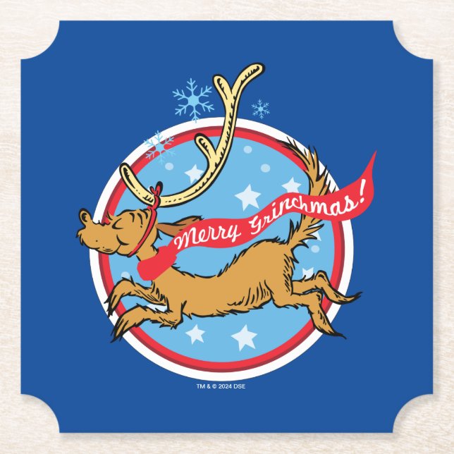 Grinch | Max Merry Grinchmas! Paper Coaster (Front)