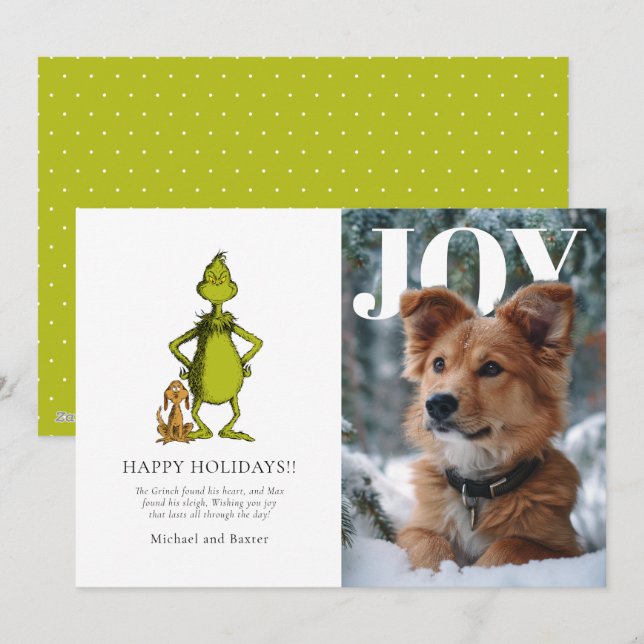 Grinch & Max Personalised Photo Holiday Card (Front/Back)