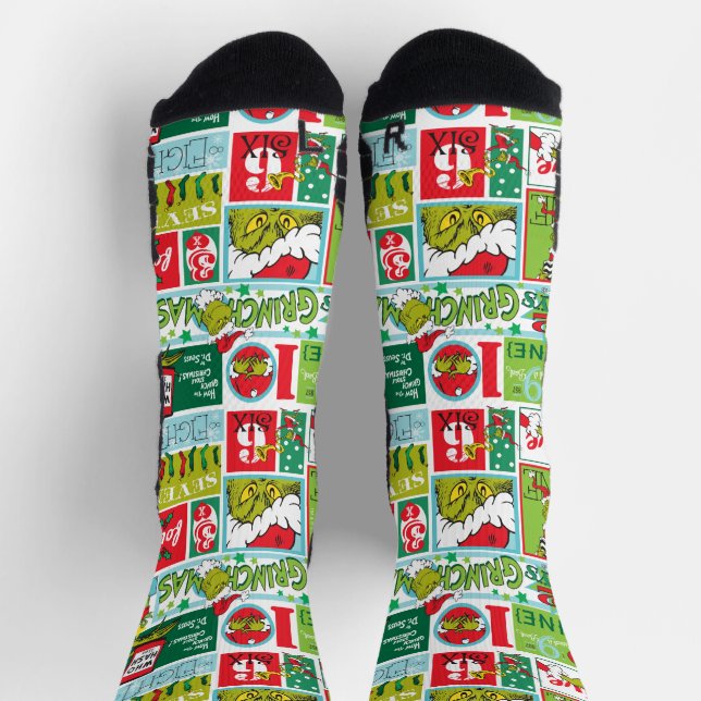 Grinch Merry Grinchmas Pattern Socks (Top)