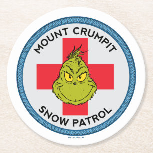 Grinch   Mt. Crumpit Snow Patrol Round Paper Coaster