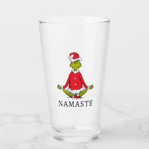 Grinch Namaste Santa Claus Glass