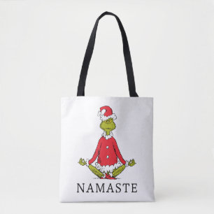 Grinch Namaste Santa Claus Tote Bag